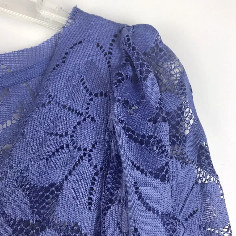 NWT Free People Persian Jewel Blue Lace Midi Dress Button 3/4 Sleeve Small FLAW